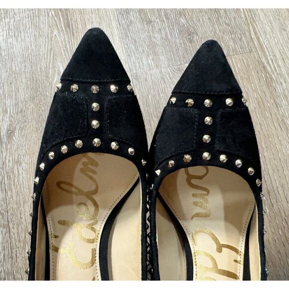 Sam Edelman Sz 7 M 7M Black Suede Leather Studded Heel Stilletto - Picture 14 of 16